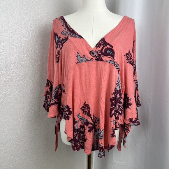 Free People Tops - Free People Top Womens XS Pink‎ Floral Maui Wowie Boho Whimsical Flowy Festival
